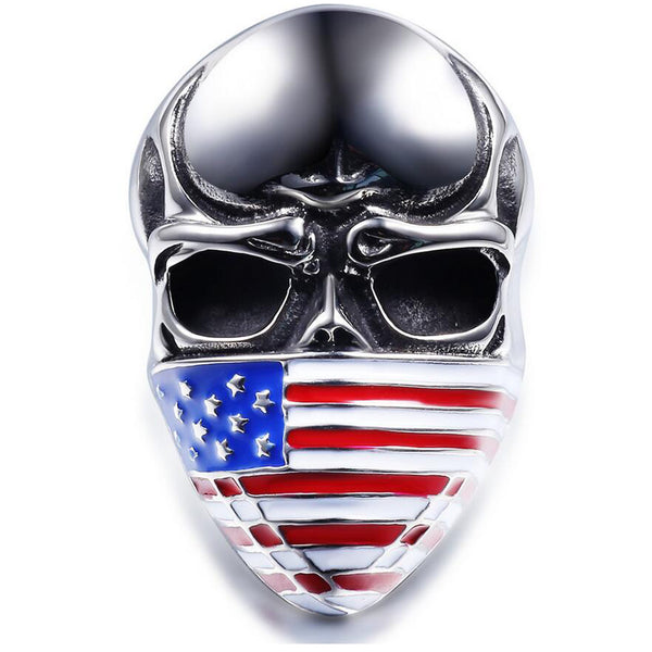 New Style High Quality Stainless Steel Skull Ring American Flag Mask Ring Fashion Biker Heavy Skull 316L Steel Jewelry