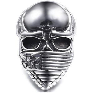 New Style High Quality Stainless Steel Skull Ring American Flag Mask Ring Fashion Biker Heavy Skull 316L Steel Jewelry