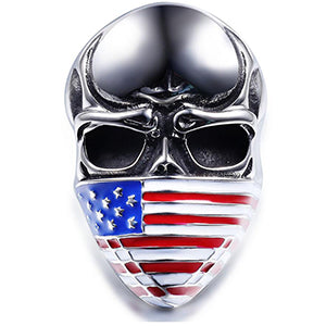New Style High Quality Stainless Steel Skull Ring American Flag Mask Ring Fashion Biker Heavy Skull 316L Steel Jewelry