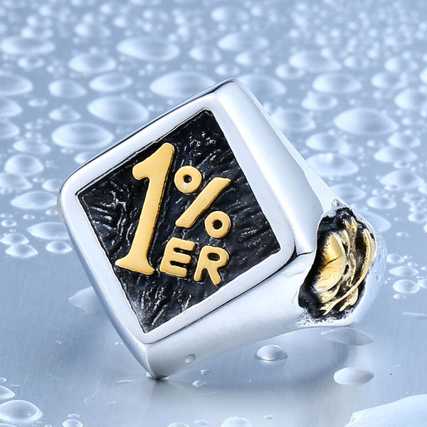 Stainless Steel Fashion Men's Biker One Pencenter 1% Ring For Man Motorcycle Ring Jewelry BR8-243