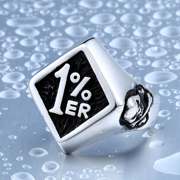 Stainless Steel Fashion Men's Biker One Pencenter 1% Ring For Man Motorcycle Ring Jewelry BR8-243