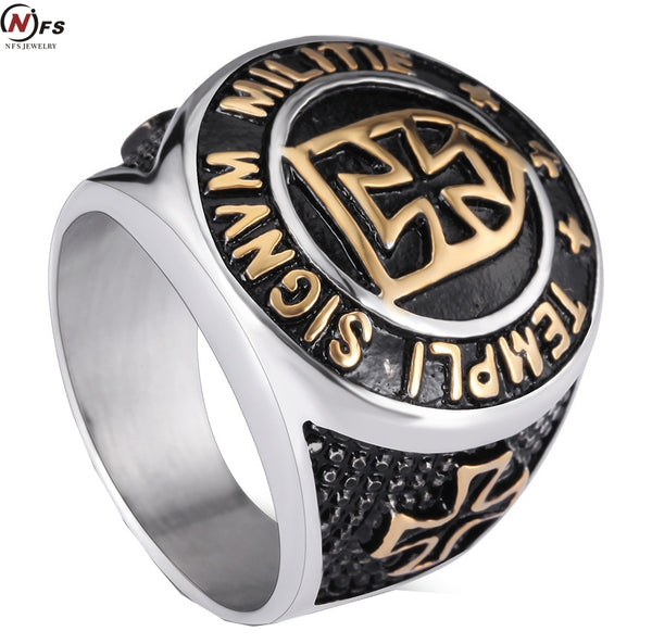 NFS Stainless Steel Knights Cross Ring For Man Personality Biker Jewelry Wholesale Factory Price Drop Ship