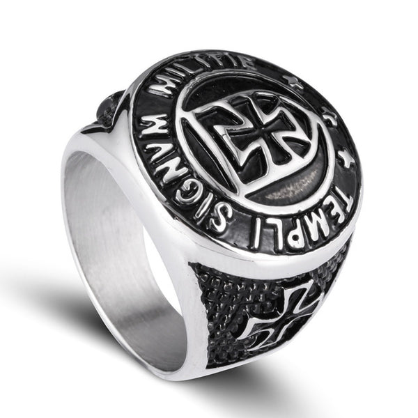 NFS Stainless Steel Knights Cross Ring For Man Personality Biker Jewelry Wholesale Factory Price Drop Ship