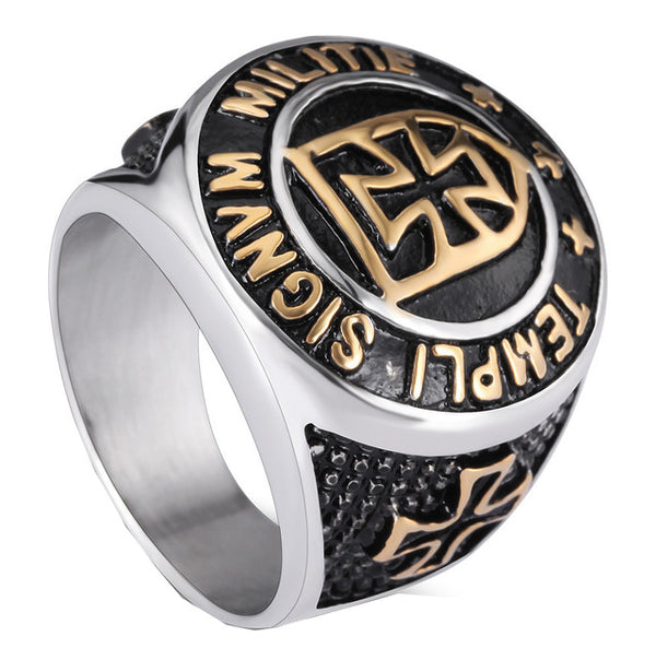 NFS Stainless Steel Knights Cross Ring For Man Personality Biker Jewelry Wholesale Factory Price Drop Ship