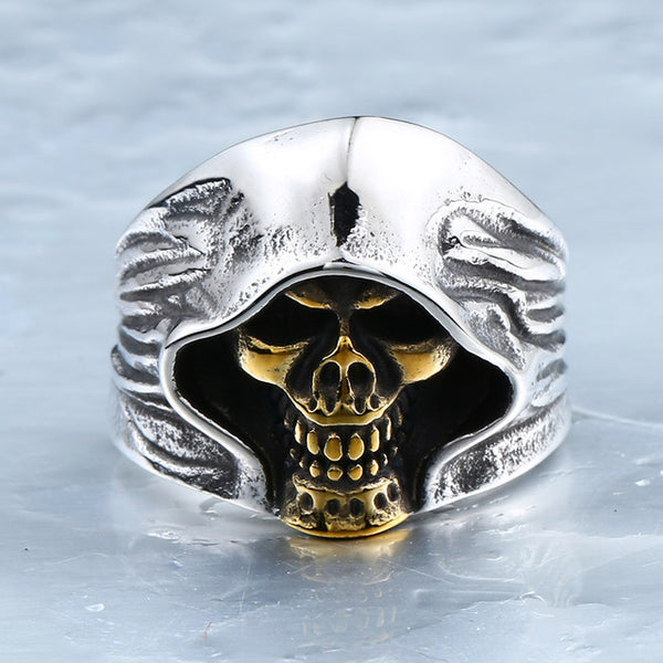 BEIER Wholesale Cheap Cool Hell Death Skull Man Never Fade Punk Biker High Quality Ring BR8-156