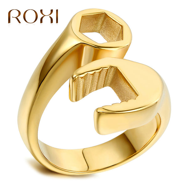 ROXI Wrench Stainless Steel Mens Ring Fashion Cool Biker Mechanic Punk Style Rings for Men Women Size 12 13 anel masculino