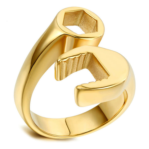 ROXI Wrench Stainless Steel Mens Ring Fashion Cool Biker Mechanic Punk Style Rings for Men Women Size 12 13 anel masculino