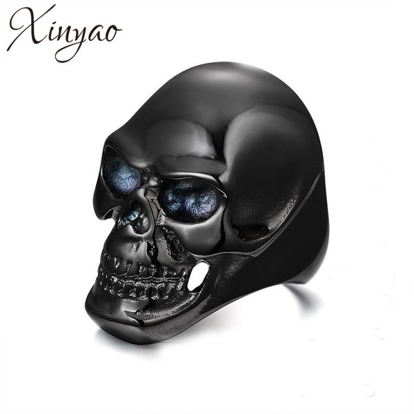 XINYAO 2017 Punk Stainless Steel Black Skull Ring Men Jewelry Fashion Antique Gothic Biker Male Rings Rock Jewelry Bague Homme
