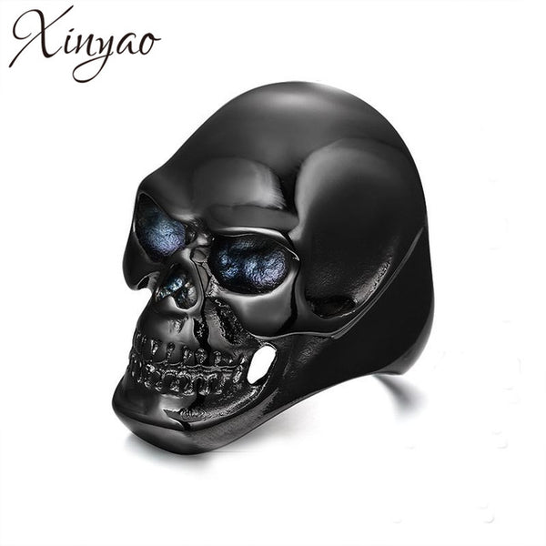 XINYAO 2017 Punk Stainless Steel Black Skull Ring Men Jewelry Fashion Antique Gothic Biker Male Rings Rock Jewelry Bague Homme